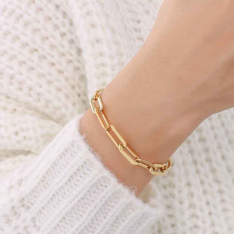 18K Gold Geometric Design Luxury Bracelet Necklace Set - Damned Threads